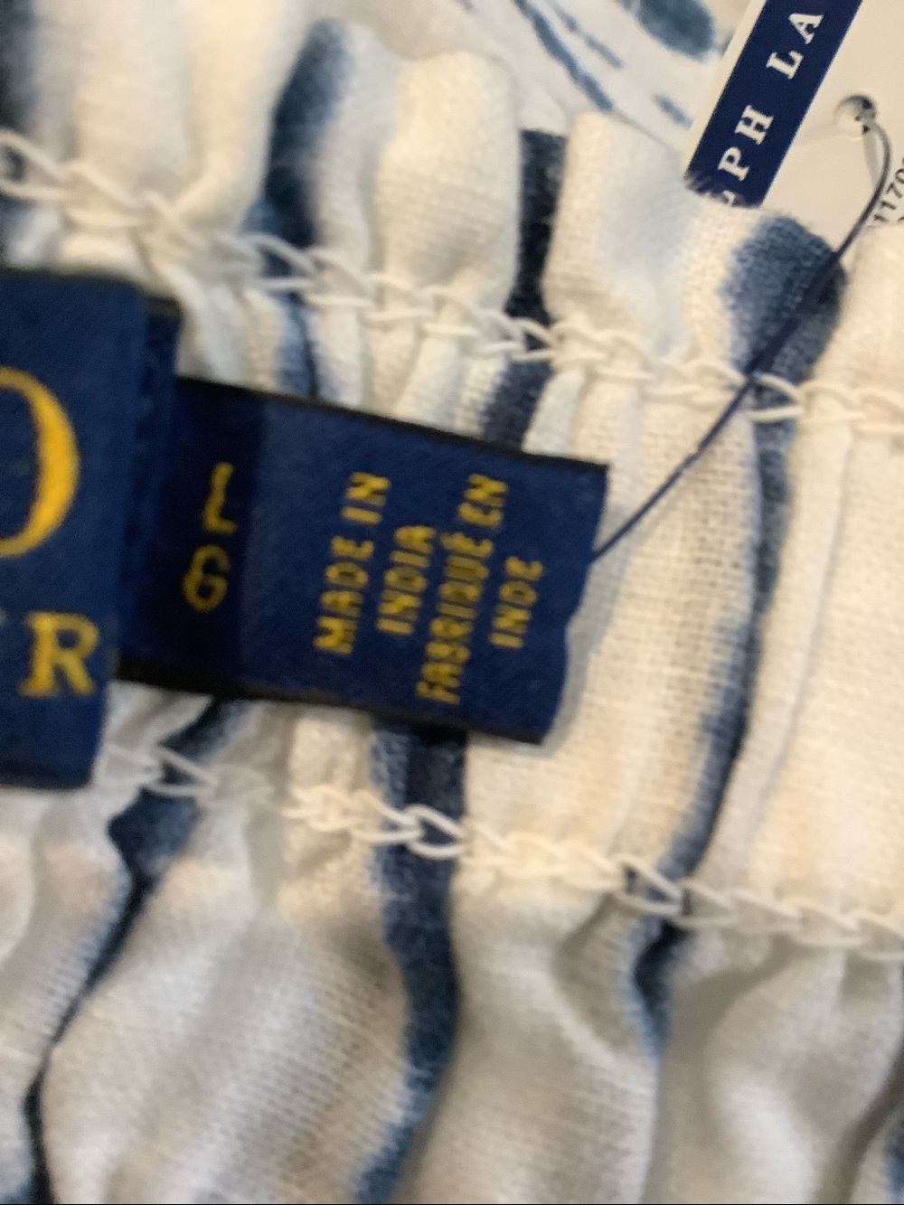 NWT POLO RALPH LAUREN Blue/White 100% Linen Coastal Grandma Beach Resort Top L - Picture 6 of 9